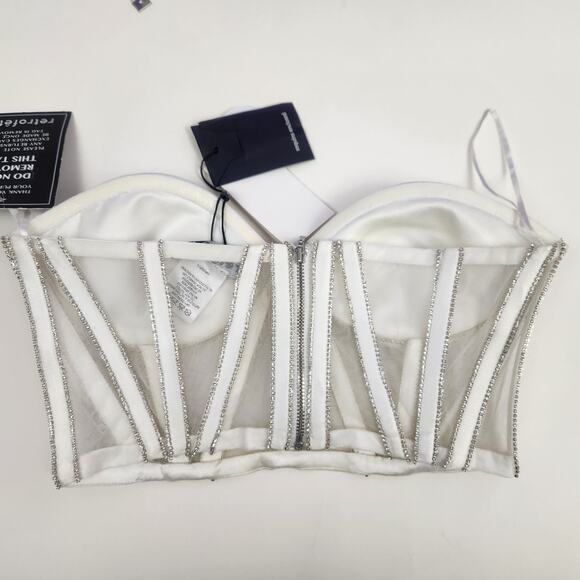 Retrofete Lex Top Strapless Corset Bustier White Rhinestone Small NWT Bridal - Picture 6 of 12